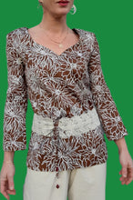 Charger l'image dans la galerie, Blouse vintage Dora - Floral. Ceinture Obi. Taille XS, 36, 38. Nathalie Molho. Made in France