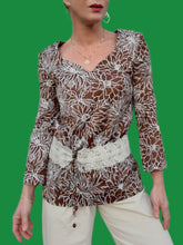 Charger l'image dans la galerie, Blouse vintage Dora - Floral. Ceinture Obi. Taille XS, 36, 38. Nathalie Molho. Made in France