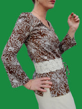Charger l'image dans la galerie, Blouse vintage Dora - Floral. Ceinture Obi. Taille XS, 36, 38. Nathalie Molho. Made in France
