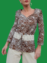 Charger l'image dans la galerie, Blouse vintage Dora - Floral. Ceinture Obi. Taille XS, 36, 38. Nathalie Molho. Made in France