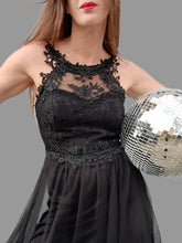 Charger l'image dans la galerie, Robe bustier "Seconde" Charlotte - En tulle noir et dentelle. Taille S, 36, 38. Made in Italy