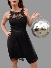 Charger l'image dans la galerie, Robe bustier "Seconde" Charlotte - En tulle noir et dentelle. Taille S, 36, 38. Made in Italy