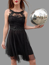 Charger l'image dans la galerie, Robe bustier "Seconde" Charlotte - En tulle noir et dentelle. Taille S, 36, 38. Made in Italy