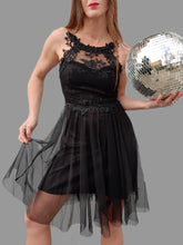 Charger l'image dans la galerie, Robe bustier "Seconde" Charlotte - En tulle noir et dentelle. Taille S, 36, 38. Made in Italy
