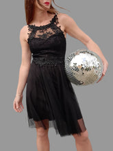 Charger l'image dans la galerie, Robe bustier "Seconde" Charlotte - En tulle noir et dentelle. Taille S, 36, 38. Made in Italy