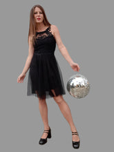 Charger l'image dans la galerie, Robe bustier "Seconde" Charlotte - En tulle noir et dentelle. Taille S, 36, 38. Made in Italy