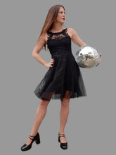 Charger l'image dans la galerie, Robe bustier "Seconde" Charlotte - En tulle noir et dentelle. Taille S, 36, 38. Made in Italy