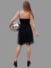 Charger l'image dans la galerie, Robe bustier "Seconde" Charlotte - En tulle noir et dentelle. Taille S, 36, 38. Made in Italy