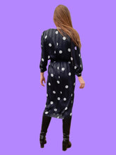 Charger l'image dans la galerie, Robe vintage Elisa - Pois et rayures noire et blanche. Taille M, 38, 40. Franck et Fils. Made in France