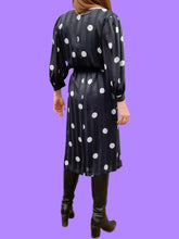 Charger l'image dans la galerie, Robe vintage Elisa - Pois et rayures noire et blanche. Taille M, 38, 40. Franck et Fils. Made in France