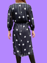 Charger l'image dans la galerie, Robe vintage Elisa - Pois et rayures noire et blanche. Taille M, 38, 40. Franck et Fils. Made in France