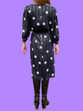 Charger l'image dans la galerie, Robe vintage Elisa - Pois et rayures noire et blanche. Taille M, 38, 40. Franck et Fils. Made in France