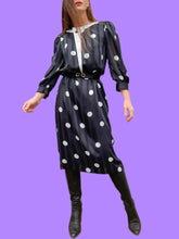 Charger l'image dans la galerie, Robe vintage Elisa - Pois et rayures noire et blanche. Taille M, 38, 40. Franck et Fils. Made in France