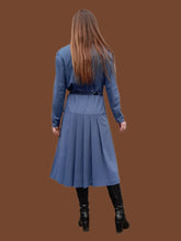 Charger l'image dans la galerie, Robe vintage Marion - Imprimé géométrique bleu canard. Taille L, 40, 42. Janrev. Made in France