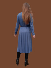 Charger l'image dans la galerie, Robe vintage Marion - Imprimé géométrique bleu canard. Taille L, 40, 42. Janrev. Made in France