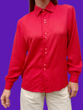 Charger l'image dans la galerie, Chemisier vintage Nadya - Rouge avec duo de boutons. Taille M, 38, 40. Pierbé. Made in France