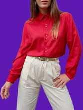 Charger l'image dans la galerie, Chemisier vintage Nadya - Rouge avec duo de boutons. Taille M, 38, 40. Pierbé. Made in France