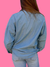 Charger l'image dans la galerie, Chemisier vintage Tiphaine - Rayures et broderies florales. Coton. Taille L, 40, 42. Tilbert
