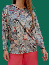 Charger l'image dans la galerie, Blouse vintage Judith - Imprimé floral. Taille L, 40, 42. Mikava. Fabriqué en France.