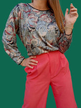 Charger l'image dans la galerie, Blouse vintage Judith - Imprimé floral. Taille L, 40, 42. Mikava. Fabriqué en France.