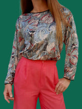 Charger l'image dans la galerie, Blouse vintage Judith - Imprimé floral. Taille L, 40, 42. Mikava. Fabriqué en France.