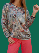 Charger l'image dans la galerie, Blouse vintage Judith - Imprimé floral. Taille L, 40, 42. Mikava. Fabriqué en France.