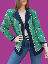 Charger l'image dans la galerie, Chemisier vintage Anaé. Imprimé marine. Taille XXL, 44, 46. Marrio Fucci Ceccoui. Made in Italy