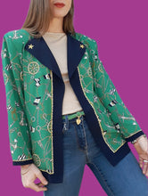 Charger l'image dans la galerie, Chemisier vintage Anaé. Imprimé marine. Taille XXL, 44, 46. Marrio Fucci Ceccoui. Made in Italy