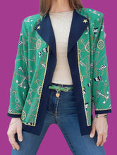 Charger l'image dans la galerie, Chemisier vintage Anaé. Imprimé marine. Taille XXL, 44, 46. Marrio Fucci Ceccoui. Made in Italy