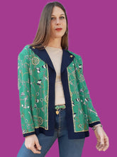 Charger l'image dans la galerie, Chemisier vintage Anaé. Imprimé marine. Taille XXL, 44, 46. Marrio Fucci Ceccoui. Made in Italy