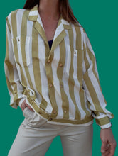 Charger l'image dans la galerie, Chemisier vintage Marthe. Rayé sable doré. Taille XXL, 44, 46. Sommerman