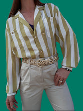 Charger l'image dans la galerie, Chemisier vintage Marthe. Rayé sable doré. Taille XXL, 44, 46. Sommerman