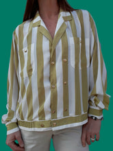 Charger l'image dans la galerie, Chemisier vintage Marthe. Rayé sable doré. Taille XXL, 44, 46. Sommerman