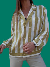 Charger l'image dans la galerie, Chemisier vintage Marthe. Rayé sable doré. Taille XXL, 44, 46. Sommerman