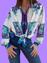 Charger l'image dans la galerie, Chemisier vintage Violette - Imprimé floral. Taille XXL, 44, 46. Weinberg Paris
