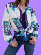 Charger l'image dans la galerie, Chemisier vintage Violette - Imprimé floral. Taille XXL, 44, 46. Weinberg Paris