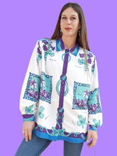 Charger l'image dans la galerie, Chemisier vintage Violette - Imprimé floral. Taille XXL, 44, 46. Weinberg Paris