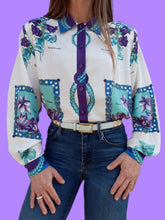 Charger l'image dans la galerie, Chemisier vintage Violette - Imprimé floral. Taille XXL, 44, 46. Weinberg Paris