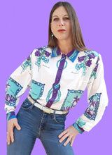 Charger l'image dans la galerie, Chemisier vintage Violette - Imprimé floral. Taille XXL, 44, 46. Weinberg Paris