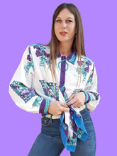 Charger l'image dans la galerie, Chemisier vintage Violette - Imprimé floral. Taille XXL, 44, 46. Weinberg Paris