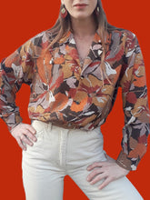 Charger l'image dans la galerie, Chemisier vintage Virginie - Plumetis automnal satiné. Taille XL, 42, 44