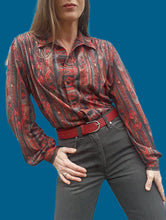 Charger l'image dans la galerie, Chemisier vintage Aurore - Imprimé Foulard. Taille M, 38, 40. Angora.