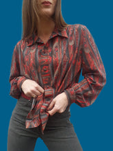 Charger l'image dans la galerie, Chemisier vintage Aurore - Imprimé Foulard. Taille M, 38, 40. Angora.