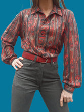 Charger l'image dans la galerie, Chemisier vintage Aurore - Imprimé Foulard. Taille M, 38, 40. Angora.