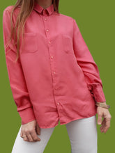 Charger l'image dans la galerie, Chemisier vintage Valentine - Soie rose fuchsia. Taille L, 40, 42. Alain Figaret
