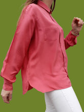 Charger l'image dans la galerie, Chemisier vintage Valentine - Soie rose fuchsia. Taille L, 40, 42. Alain Figaret