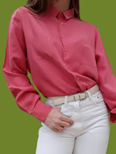 Charger l'image dans la galerie, Chemisier vintage Valentine - Soie rose fuchsia. Taille L, 40, 42. Alain Figaret