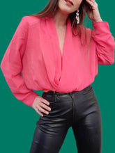 Charger l'image dans la galerie, Body vintage Noëmie - Cache-cœur rose. Taille XXL, 44, 46. Made in Italy.