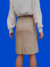 Charger l'image dans la galerie, Ensemble vintage Axelle - Pure laine vierge beige et gris rayé. Taille XL, 42, 44. Weinberg. Made in France