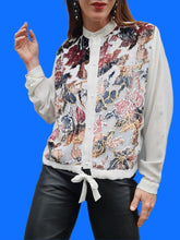 Charger l'image dans la galerie, Blouse vintage Lydie - Fleurs en velours et lurex brillants. Taille L, 40, 42. Made in France.